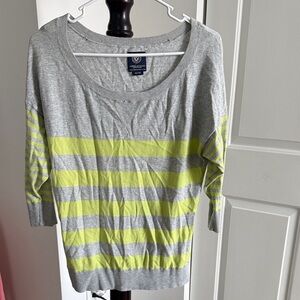 American Eagle Outfitters Gray and Yellow Striped Long Sleeve Top